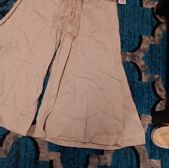 Forever Twenty One Wide-Leg Pants with Tie Belt Size M 100%LINEN - Picture 2 of 5